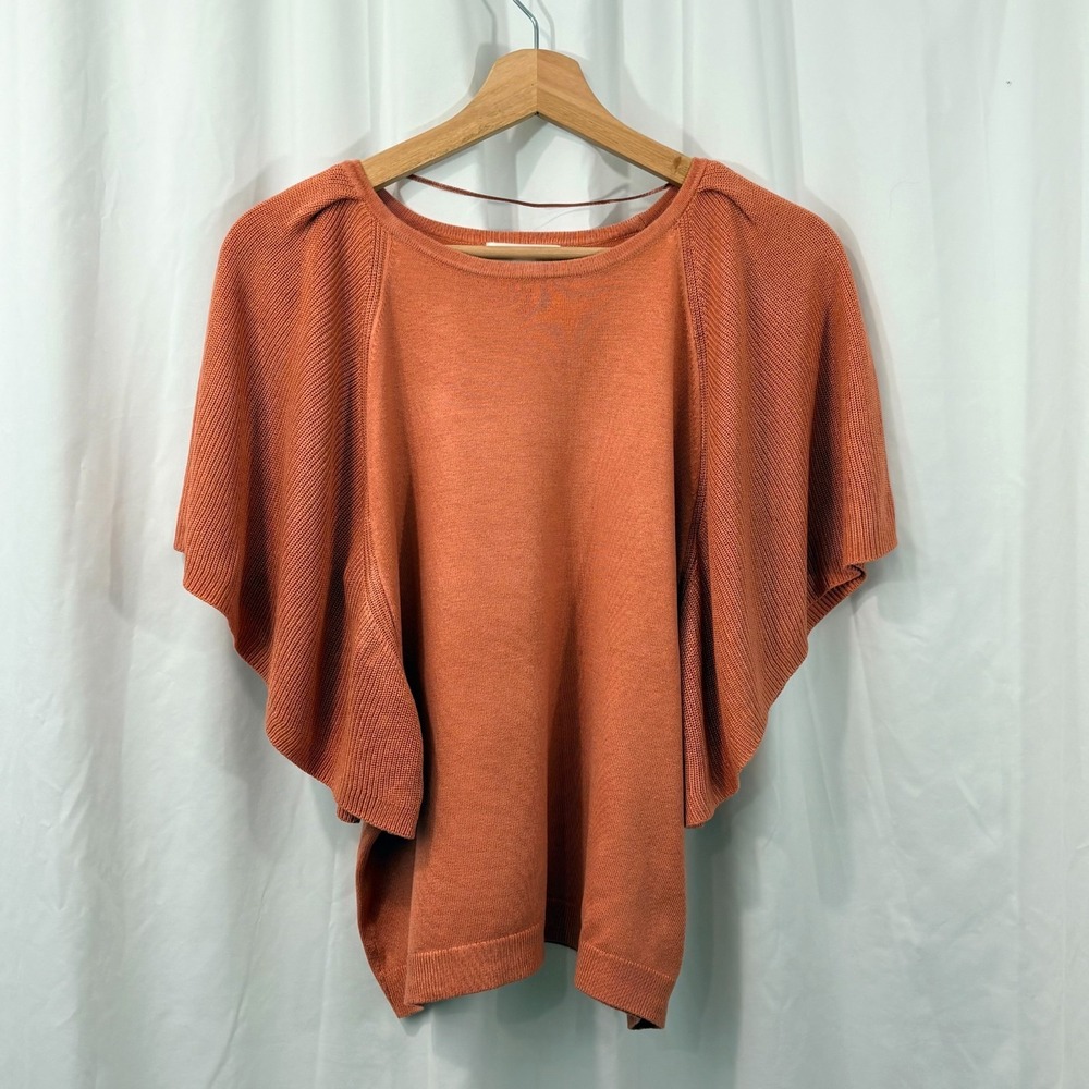 Women's Prologue Sweater, Flutter Short Sleeve, Elevated‎ Basic, Orange- Size M